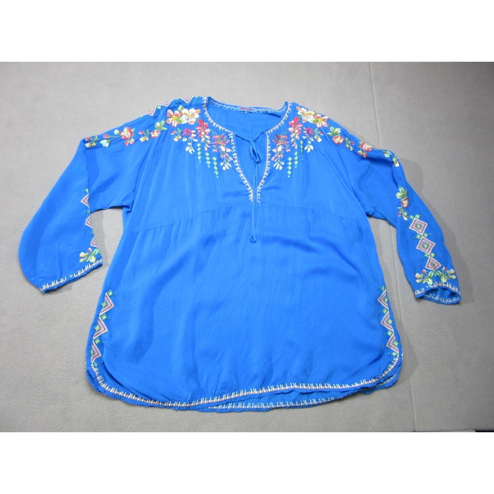 Cobalt Blue Embroidered Boho Floral Cupra Rayon